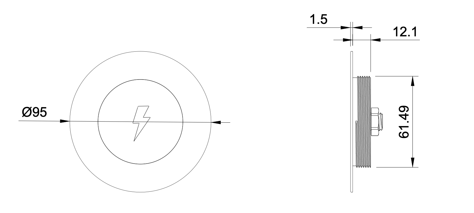 AquaAmp Waterproof Wireless Charger Dimensions