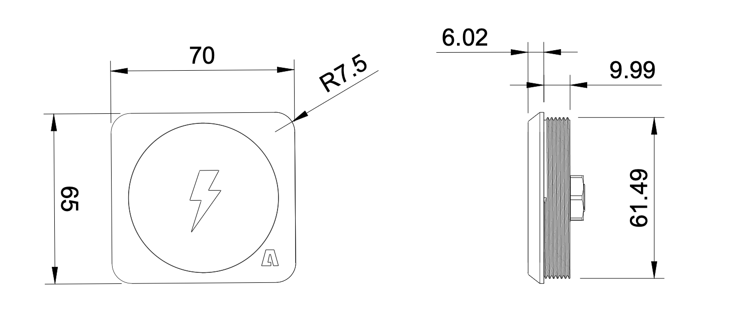 AquaAmp Waterproof Wireless Magsafe Charger Dimensions 