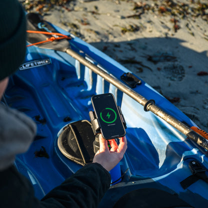 AquaAmp Go Waterproof Power Bank Wireless Phone Charger for cup holder Kayak, Boat, Golf Cart, UTV